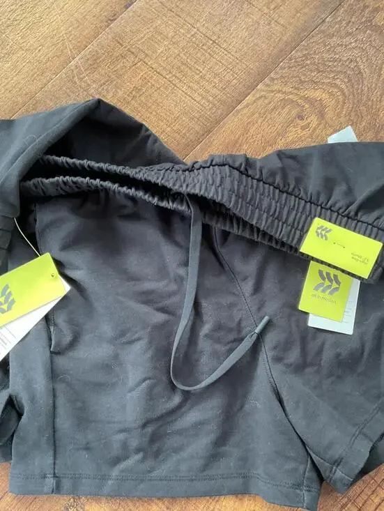 NWT 2Pack All in Motion Black Casual Cooton Shorts Drawstring - Picture 4 of 6